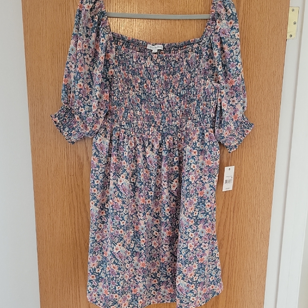Floral Smocked Dress with Puff Sleeves